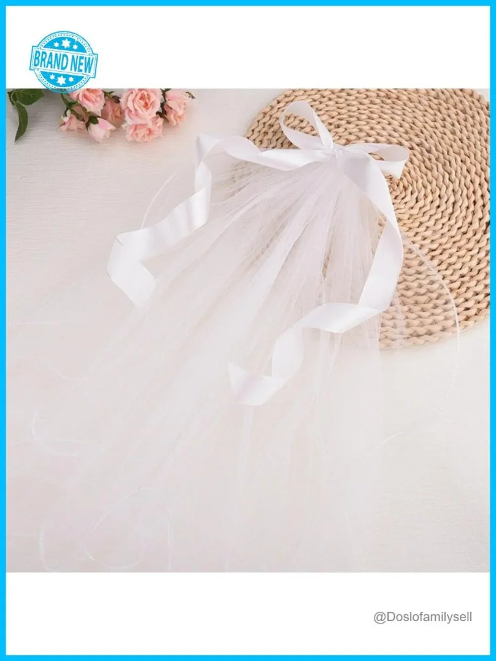 Wedding Bow Veil with Clip Bridal Hair Accessory Tulle Lace Satin Headpiece